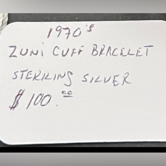 “Zuni” Cuff Sterling Silver/9.25 Bracelet 1970s Adjustable, Vintage Cuff - Picture 9 of 9